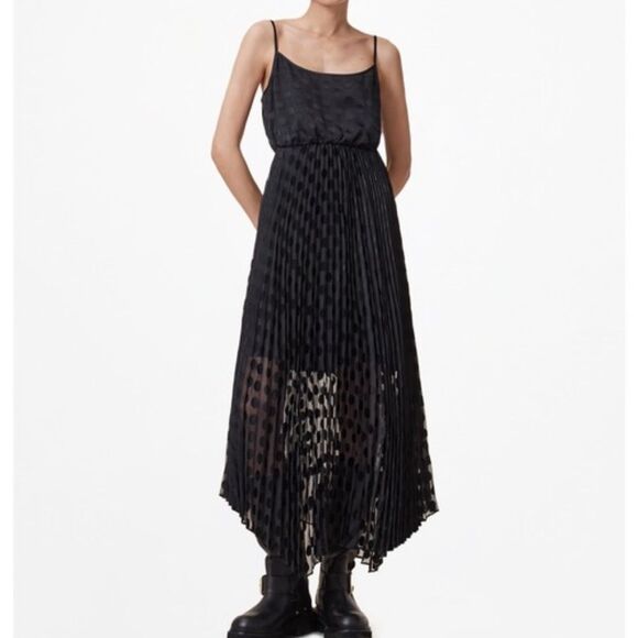 All Saints Leia Black Dott Midi Dress Wool Sweater Set | XS - Picture 5 of 14